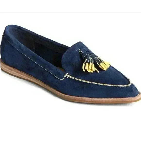 Sperry Saybrook Women 8 39 Painted Tassel Suede Loafers Shoes Flats Blue  NEW - Picture 1 of 8